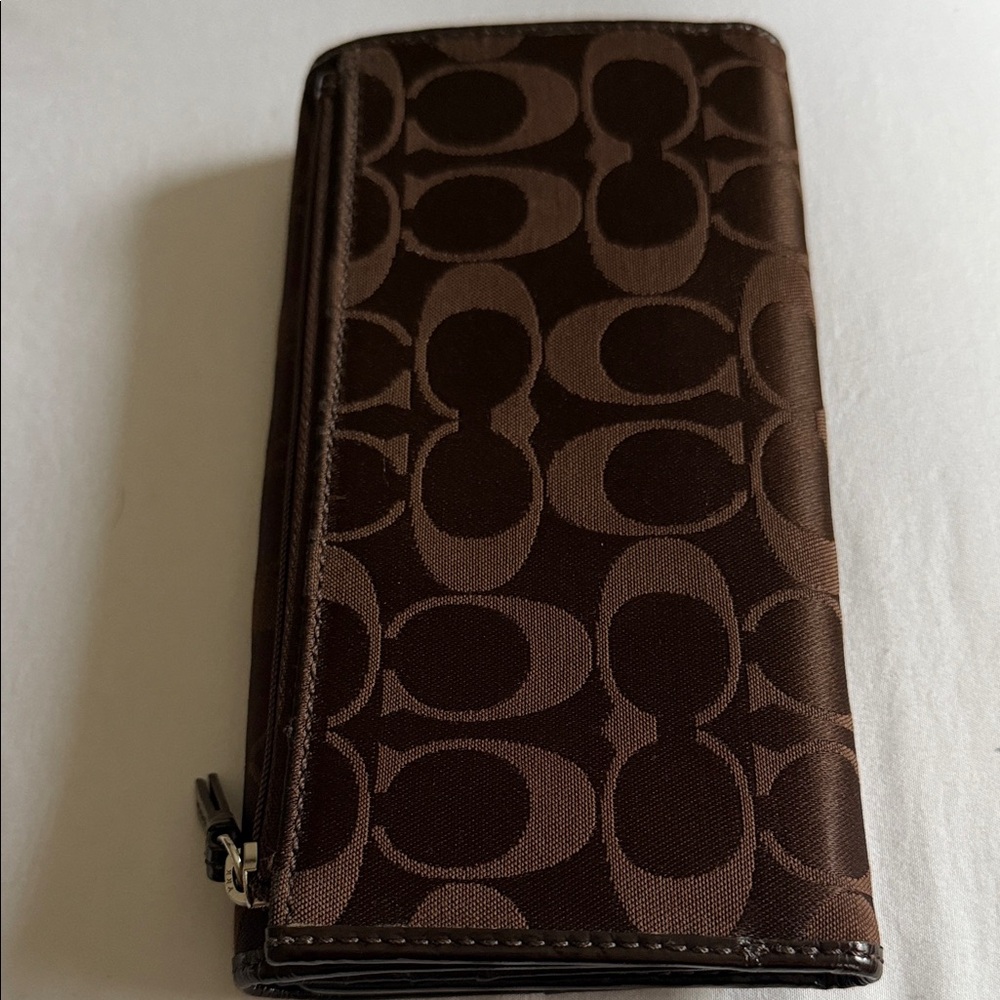 Coach Dark Brown Signature Clutch - Picture 3 of 3